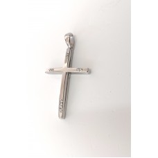 ΓΥΝΑΙΚΕΙΟΣ ΣΤΑΥΡΟΣ ΛΕΥΚΟ 14K με κενό στο πλάι και ζιργκόν στις γωνίες CRW93